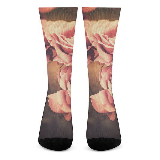 Vintage Rose Print Crew Socks