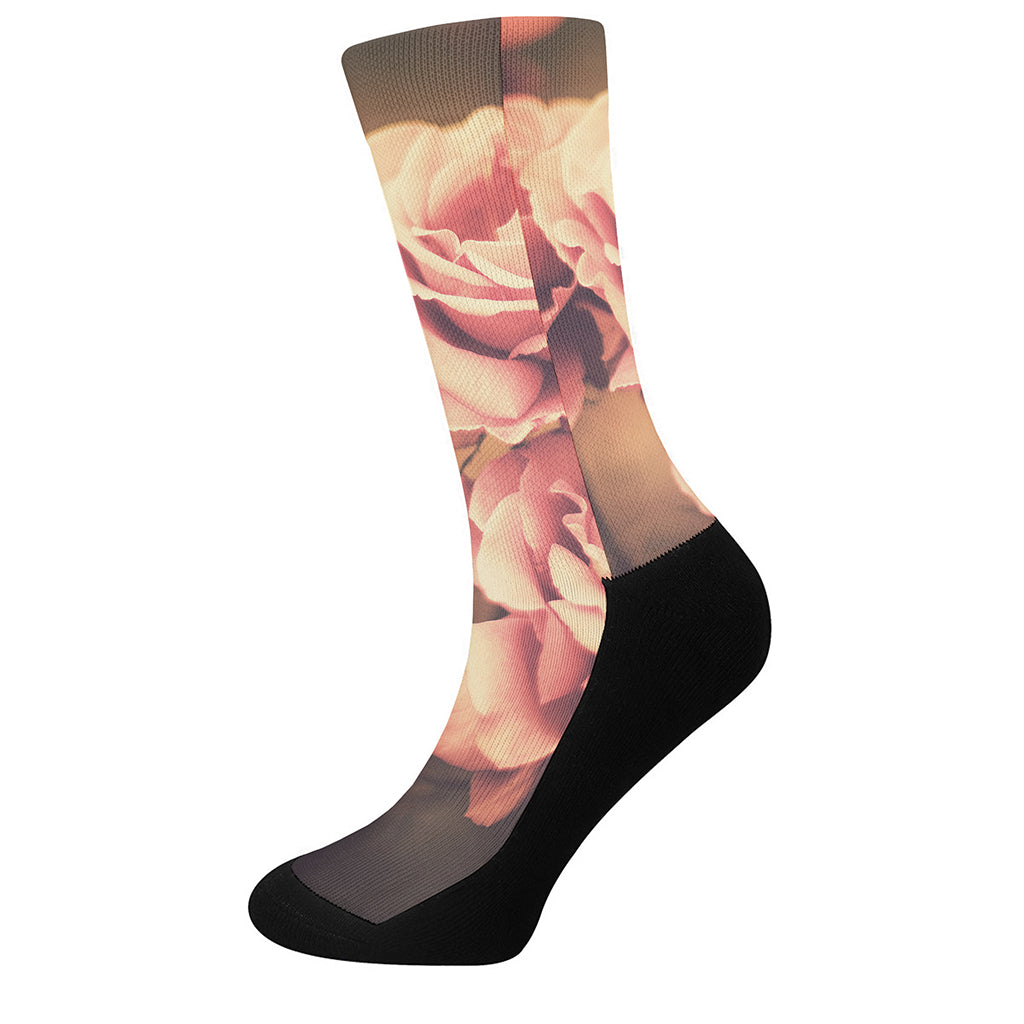 Vintage Rose Print Crew Socks