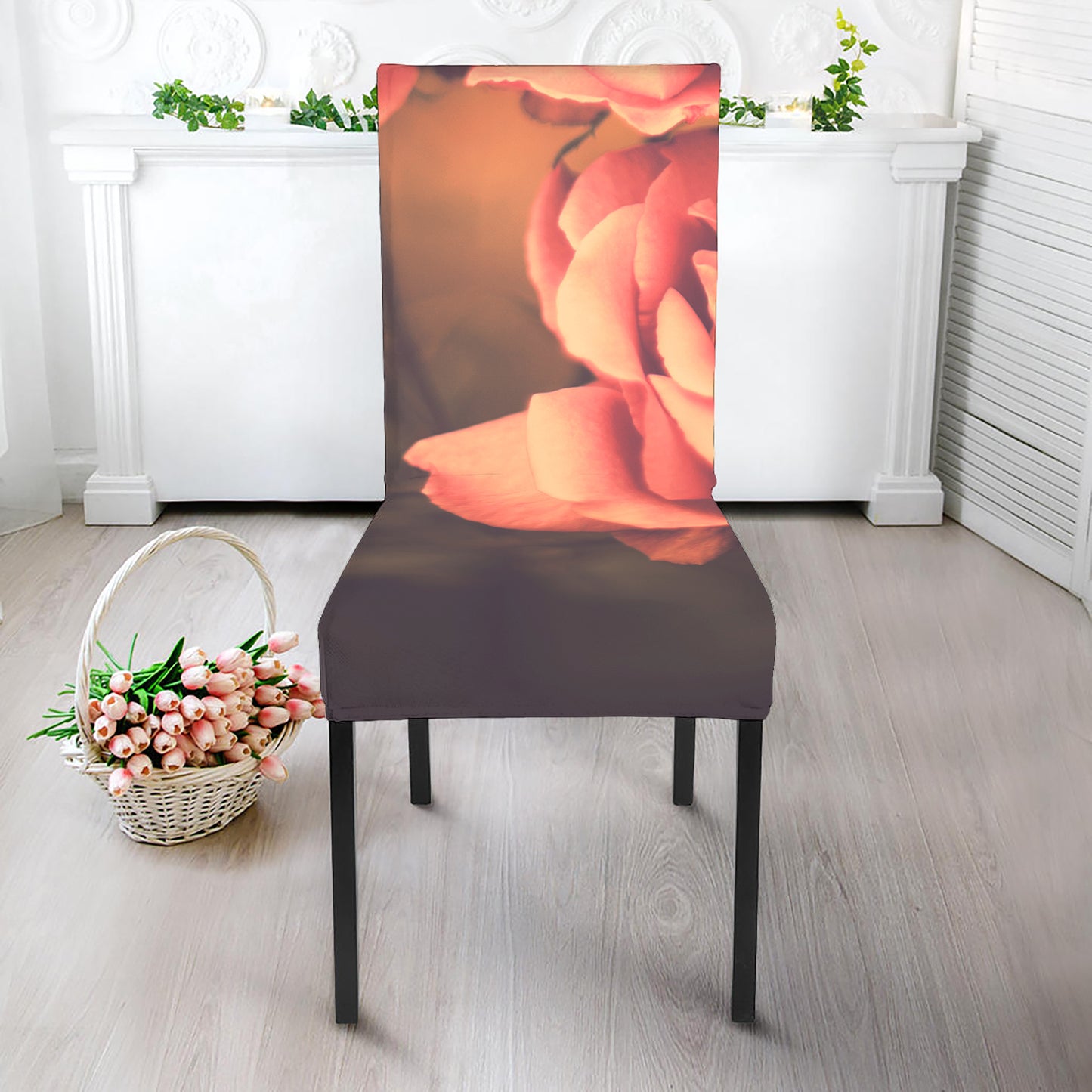 Vintage Rose Print Dining Chair Slipcover