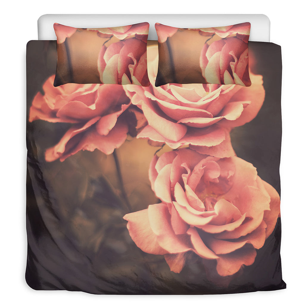 Vintage Rose Print Duvet Cover Bedding Set