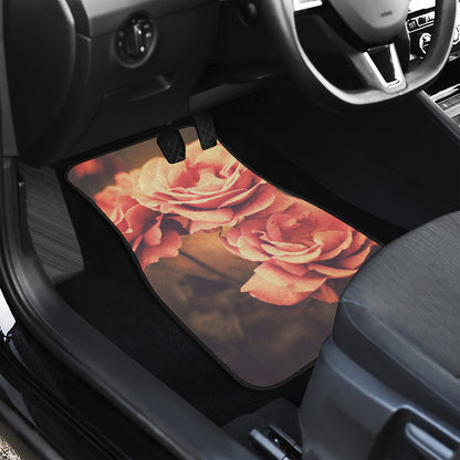 Vintage Rose Print Front and Back Car Floor Mats