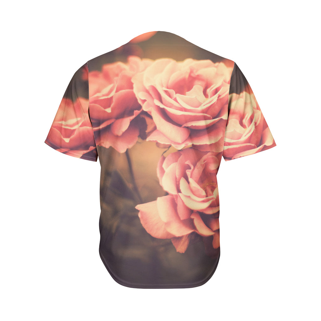 Vintage Rose Print Men's Baseball Jersey