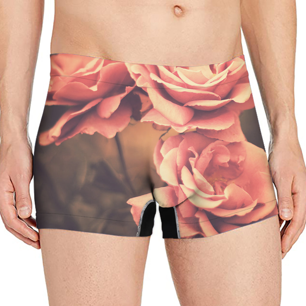 Vintage Rose Print Men's Boxer Briefs