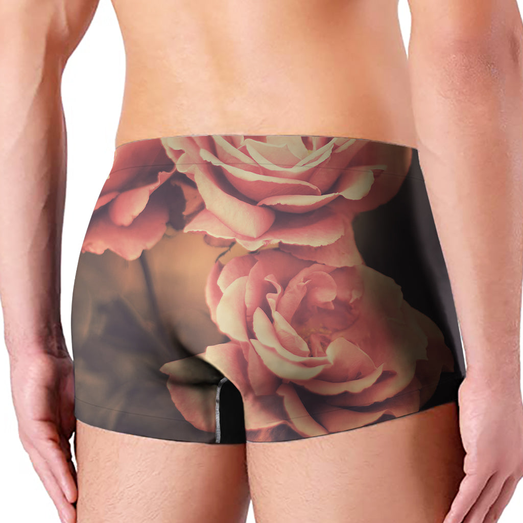 Vintage Rose Print Men's Boxer Briefs