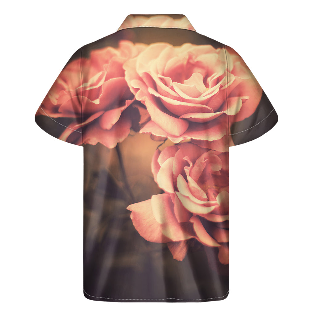Vintage Rose Print Men's Short Sleeve Shirt
