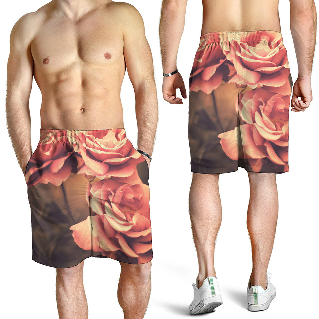 Vintage Rose Print Men's Shorts