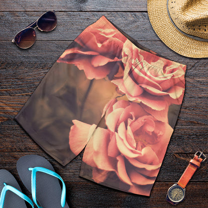 Vintage Rose Print Men's Shorts