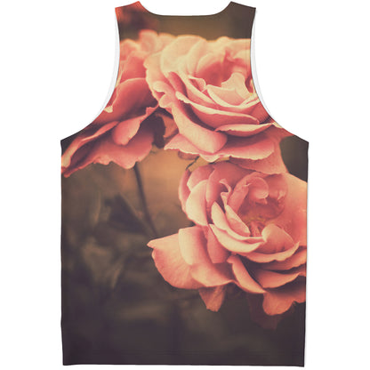 Vintage Rose Print Men's Tank Top