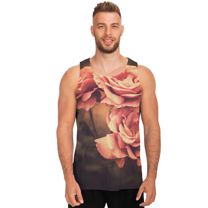 Vintage Rose Print Men's Tank Top