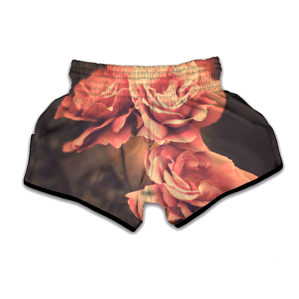 Vintage Rose Print Muay Thai Boxing Shorts