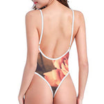Vintage Rose Print One Piece High Cut Swimsuit