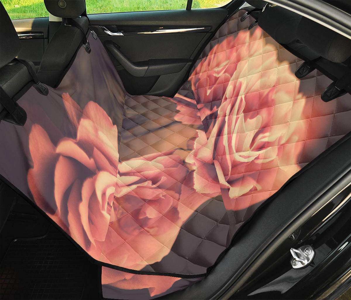 Vintage Rose Print Pet Car Back Seat Cover