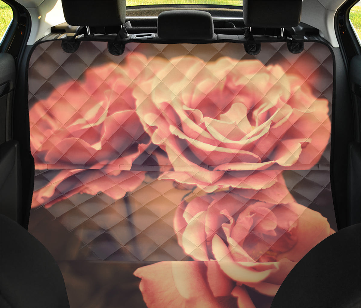 Vintage Rose Print Pet Car Back Seat Cover