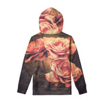 Vintage Rose Print Pullover Hoodie