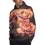 Vintage Rose Print Pullover Hoodie
