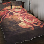 Vintage Rose Print Quilt Bed Set