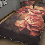 Vintage Rose Print Quilt Bed Set