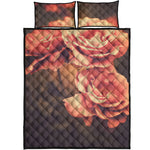 Vintage Rose Print Quilt Bed Set