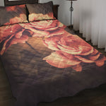 Vintage Rose Print Quilt Bed Set