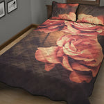Vintage Rose Print Quilt Bed Set