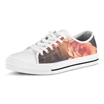 Vintage Rose Print White Low Top Shoes