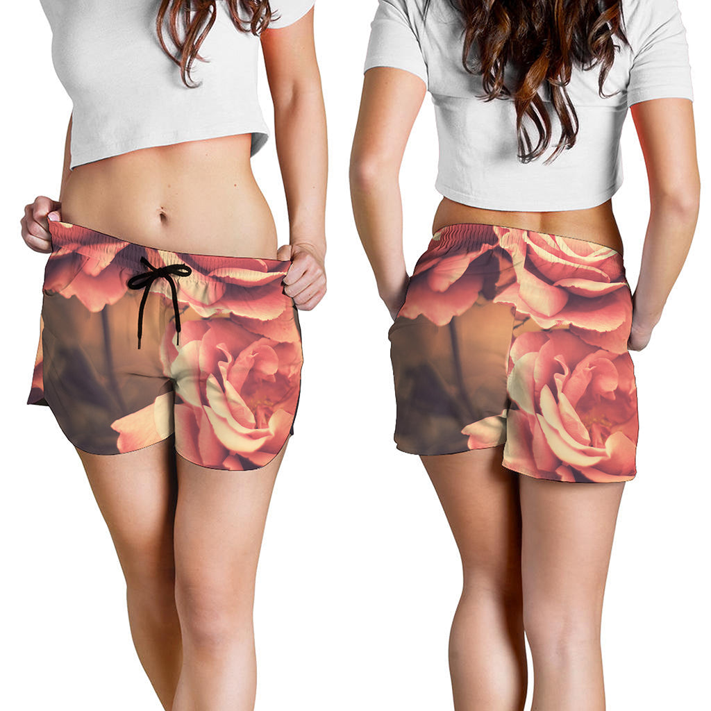 Vintage Rose Print Women's Shorts