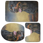 Vintage Rottweiler Portrait Print 3 Piece Bath Mat Set