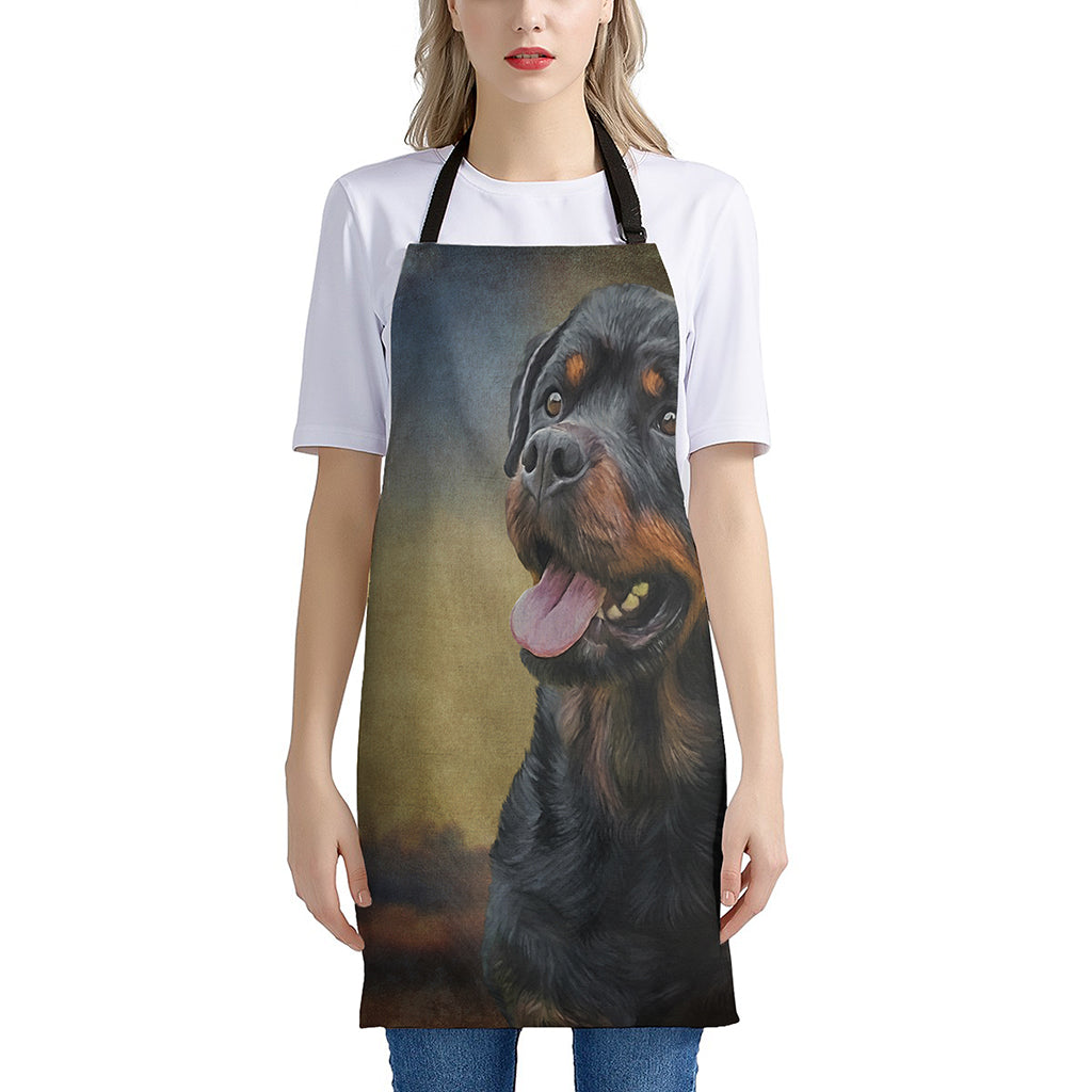 Vintage Rottweiler Portrait Print Apron