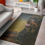 Vintage Rottweiler Portrait Print Area Rug