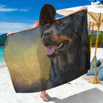 Vintage Rottweiler Portrait Print Beach Sarong Wrap