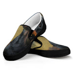 Vintage Rottweiler Portrait Print Black Slip On Shoes