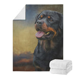Vintage Rottweiler Portrait Print Blanket