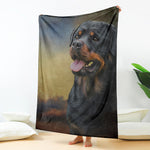 Vintage Rottweiler Portrait Print Blanket