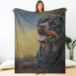 Vintage Rottweiler Portrait Print Blanket