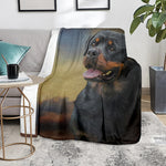 Vintage Rottweiler Portrait Print Blanket