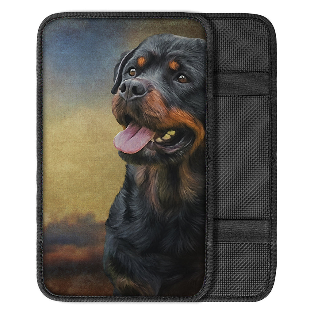 Vintage Rottweiler Portrait Print Car Center Console Cover