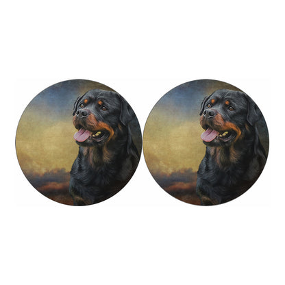 Vintage Rottweiler Portrait Print Car Coasters