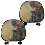 Vintage Rottweiler Portrait Print Car Headrest Covers