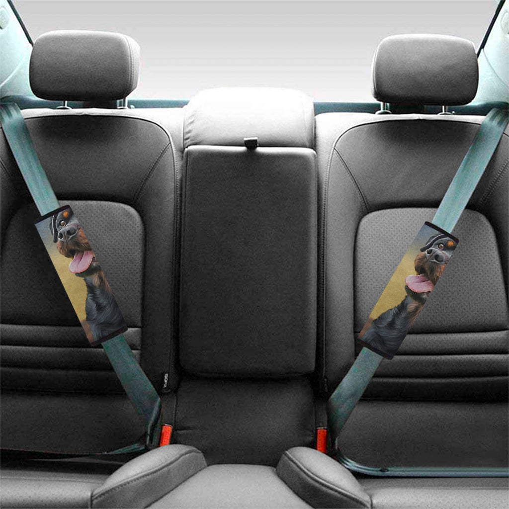 Vintage Rottweiler Portrait Print Car Seat Belt Covers