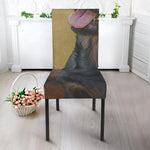 Vintage Rottweiler Portrait Print Dining Chair Slipcover