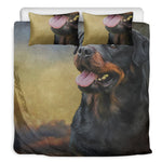 Vintage Rottweiler Portrait Print Duvet Cover Bedding Set