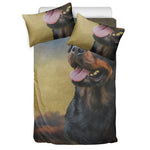 Vintage Rottweiler Portrait Print Duvet Cover Bedding Set