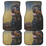 Vintage Rottweiler Portrait Print Front and Back Car Floor Mats