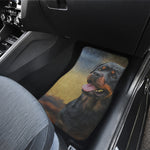 Vintage Rottweiler Portrait Print Front and Back Car Floor Mats