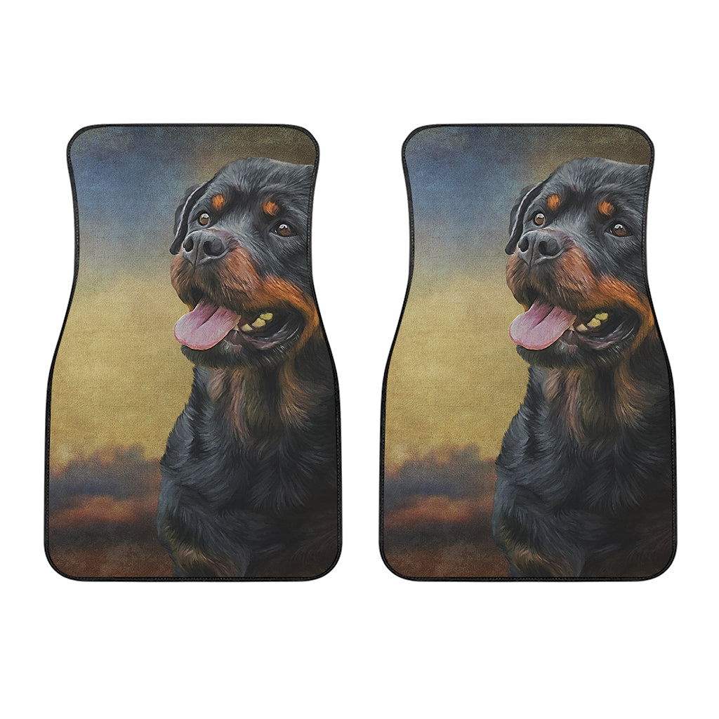 Vintage Rottweiler Portrait Print Front Car Floor Mats