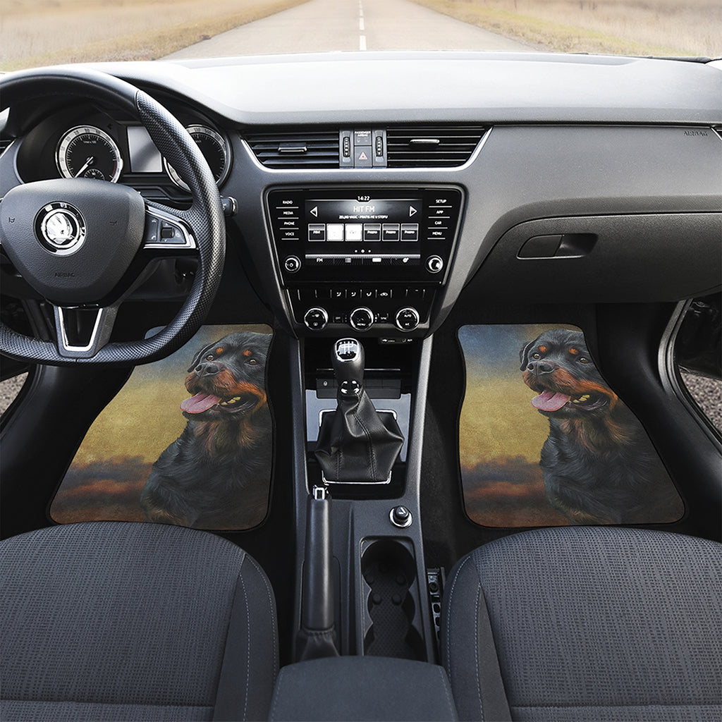 Vintage Rottweiler Portrait Print Front Car Floor Mats