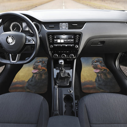 Vintage Rottweiler Portrait Print Front Car Floor Mats