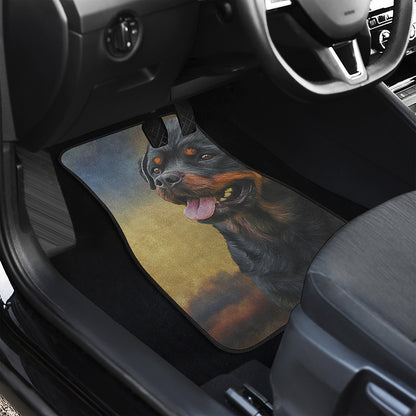 Vintage Rottweiler Portrait Print Front Car Floor Mats