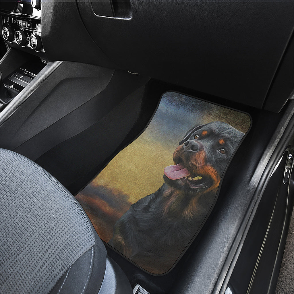 Vintage Rottweiler Portrait Print Front Car Floor Mats