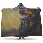 Vintage Rottweiler Portrait Print Hooded Blanket